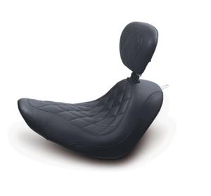Mustang Wide Tripper Solo Seat With Driver Backrest - Diamond Stitch - Black Motorcycle Street - 79738