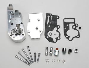 JIMS Flow Pro 1 Billet Oil Pump Complete Assembly - Polished With Top Feed/Return Oil Lines Motorcycle Street - 1754