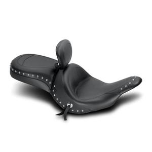 Mustang Wide Touring Seat With Driver Backrest - Studded Motorcycle Street - 79685
