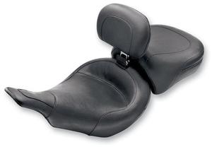 Mustang Wide Vintage Solo Seat With Driver Backrest Motorcycle Street - 79127