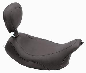 Mustang Wide Tripper Solo Seat With Driver Backrest - Smooth - Black Motorcycle Street - 79719