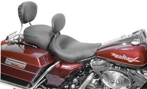 Mustang Wide Studded Solo Seat With Driver Backrest - Black Studs Motorcycle Street - 79102